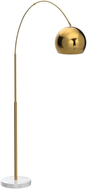 Brass Spotlight Head Arc Floor Lamp with Marble Base