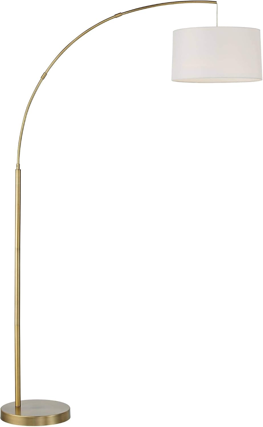 72" Brass Linen Drum Arc Floor Lamp