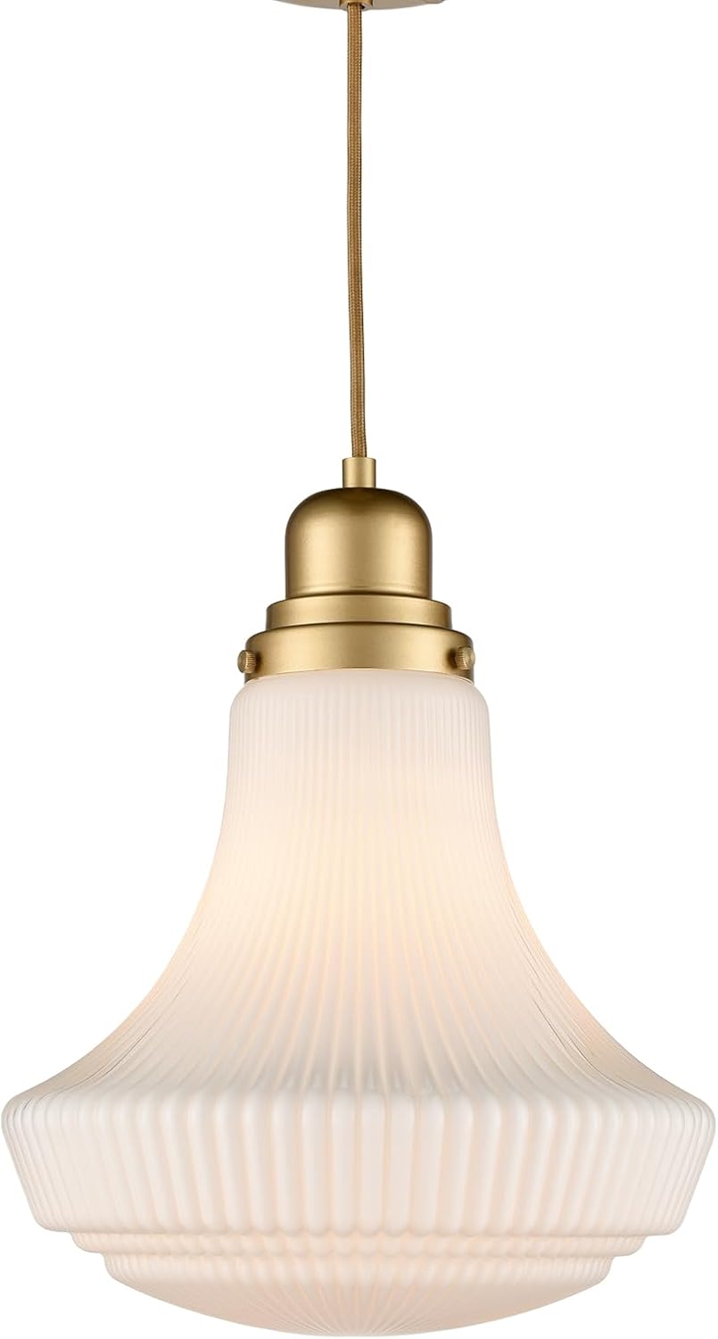 Gold Ribbed Glass Pendant Light 复制 朗读 追问