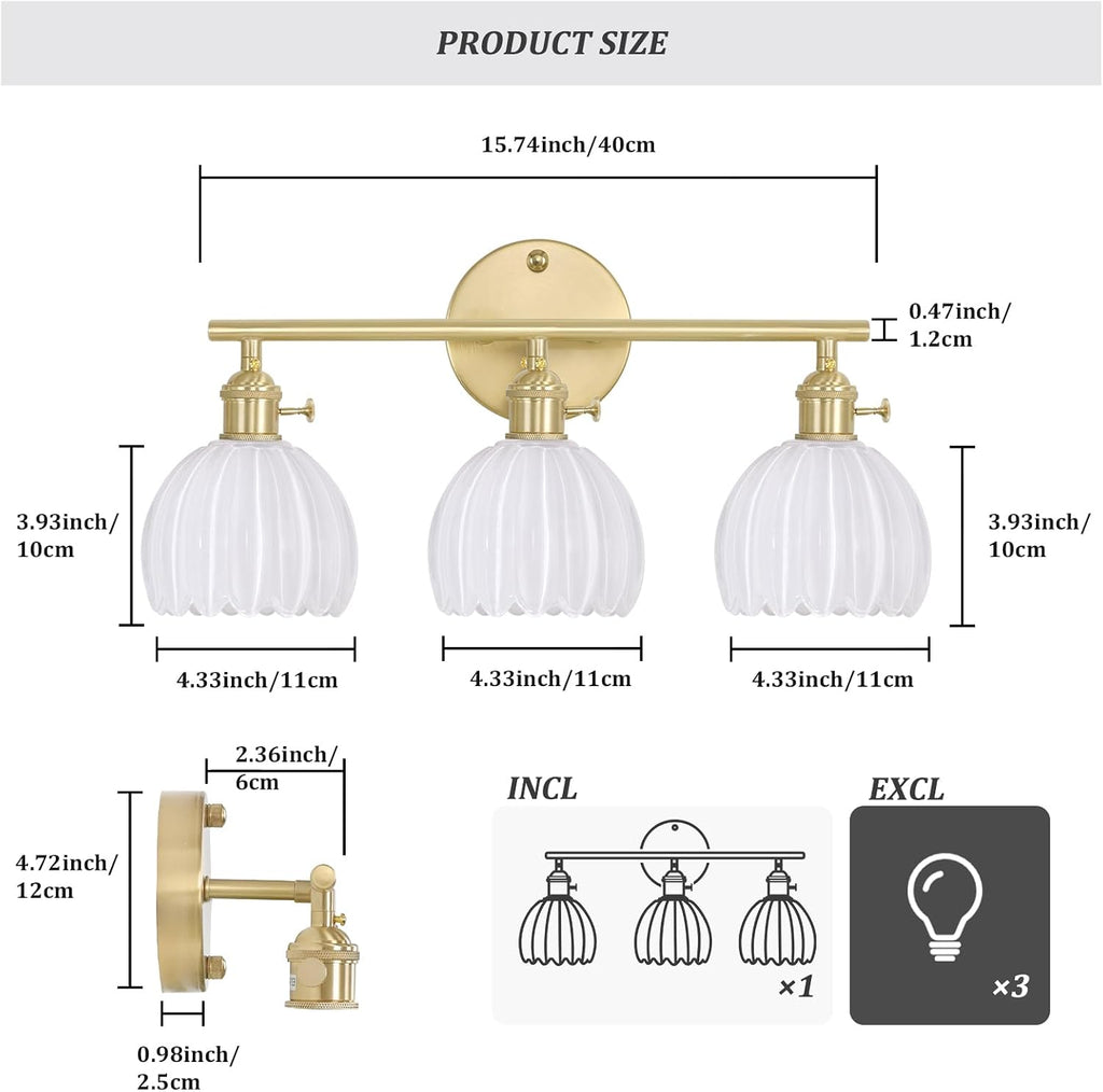 3-Light Tulip Glass Vanity Light