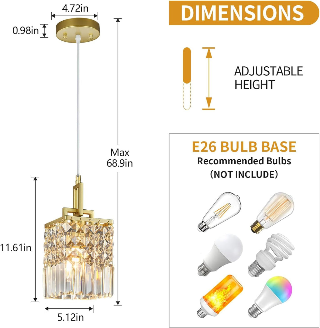 2-Pack Gold Crystal Pendant Lights