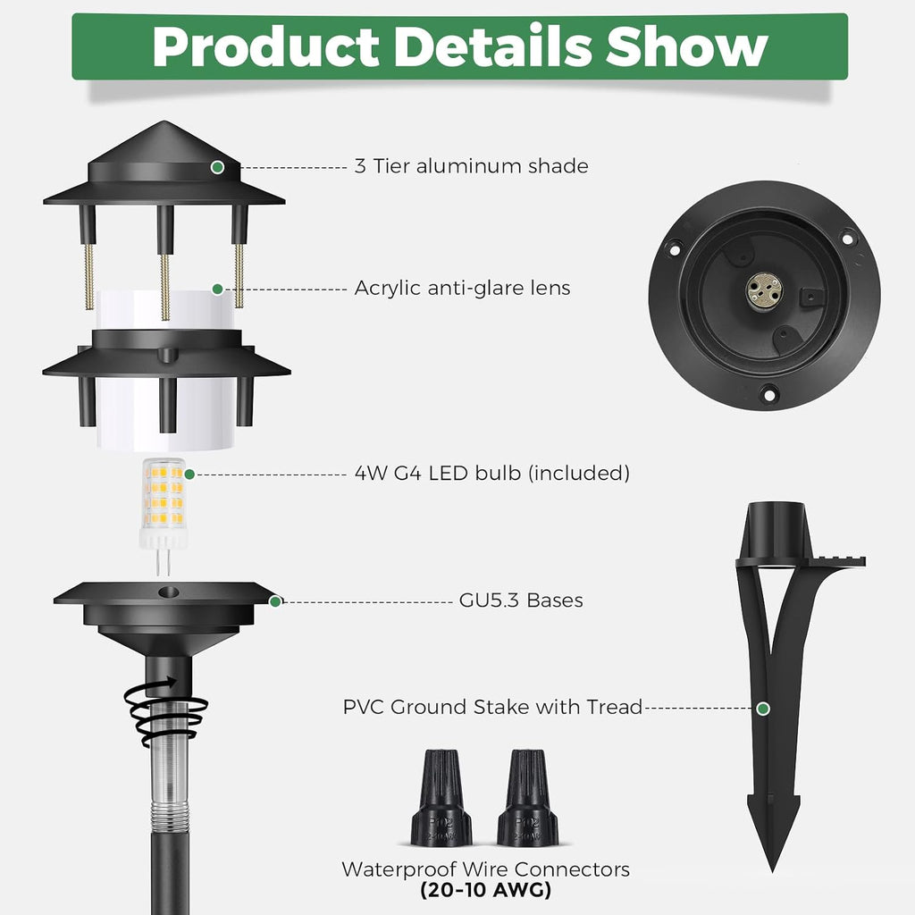 12 Pack Pagoda Low Voltage Path Lights