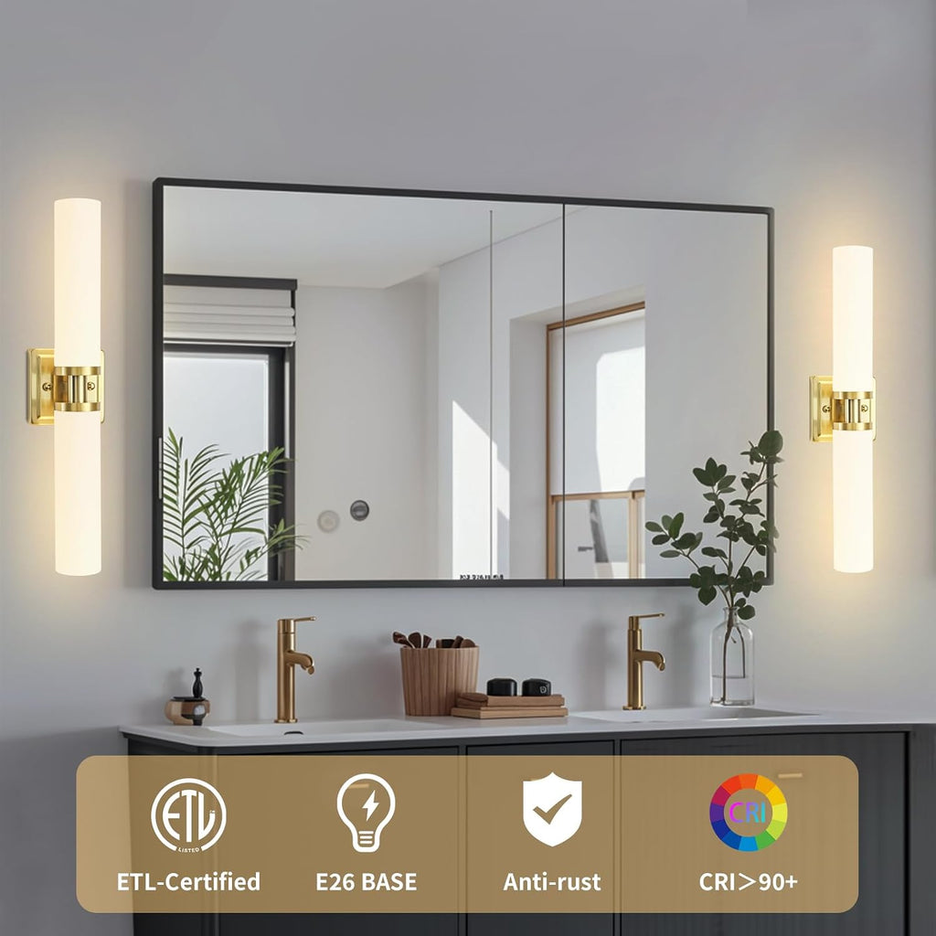 2-Pack Gold Frosted Glass Sconces
