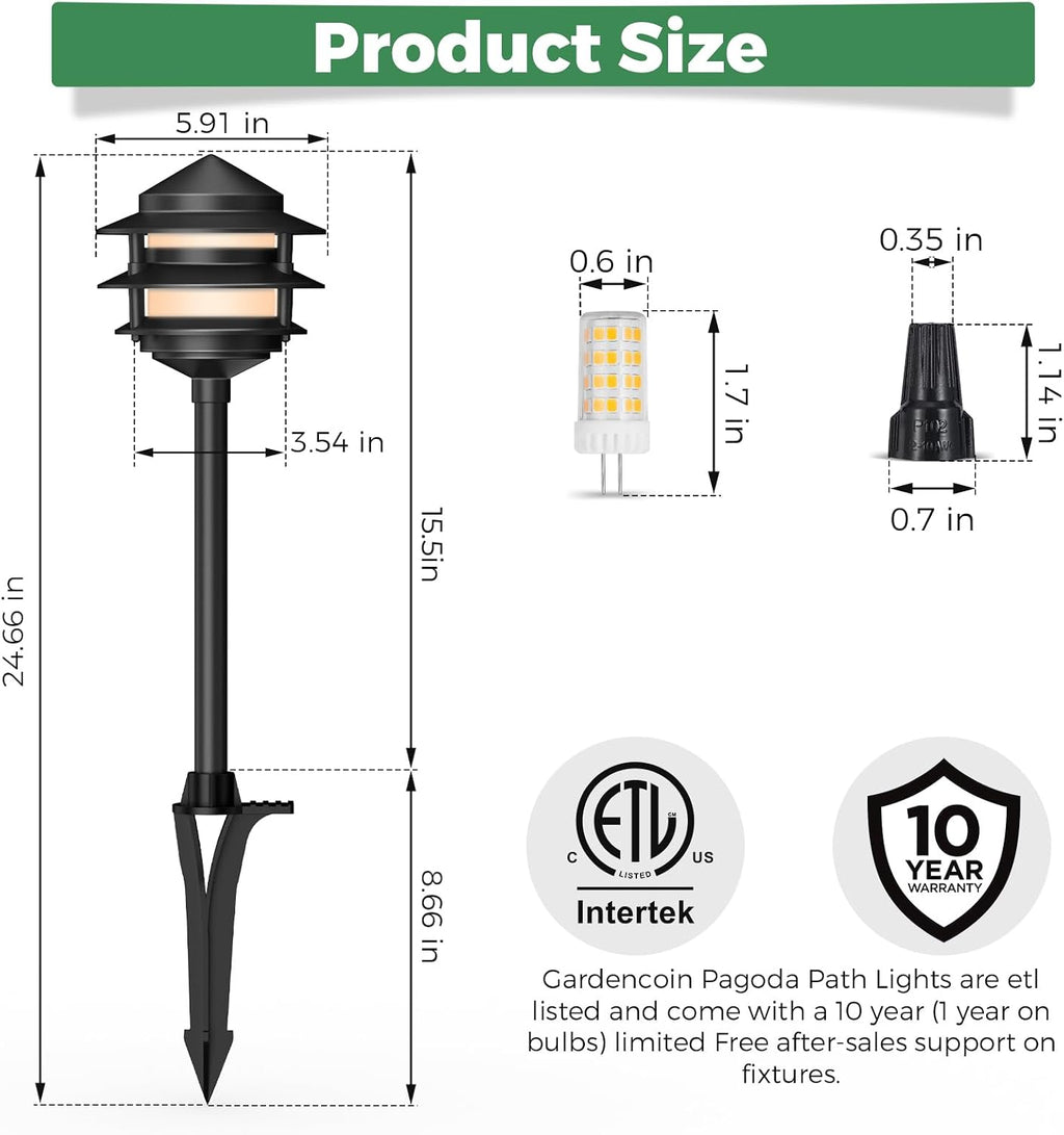 12 Pack Pagoda Low Voltage Path Lights