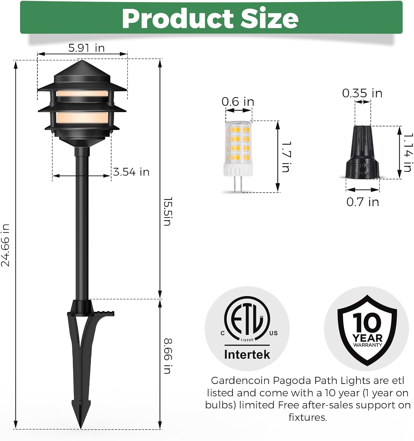 12 Pack Pagoda Low Voltage Path Lights