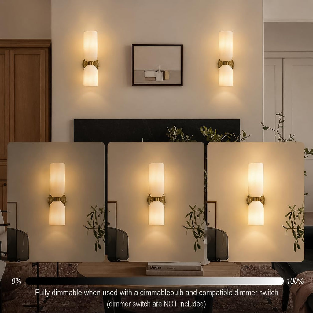 2-Pack Gold Milk Glass Sconces
