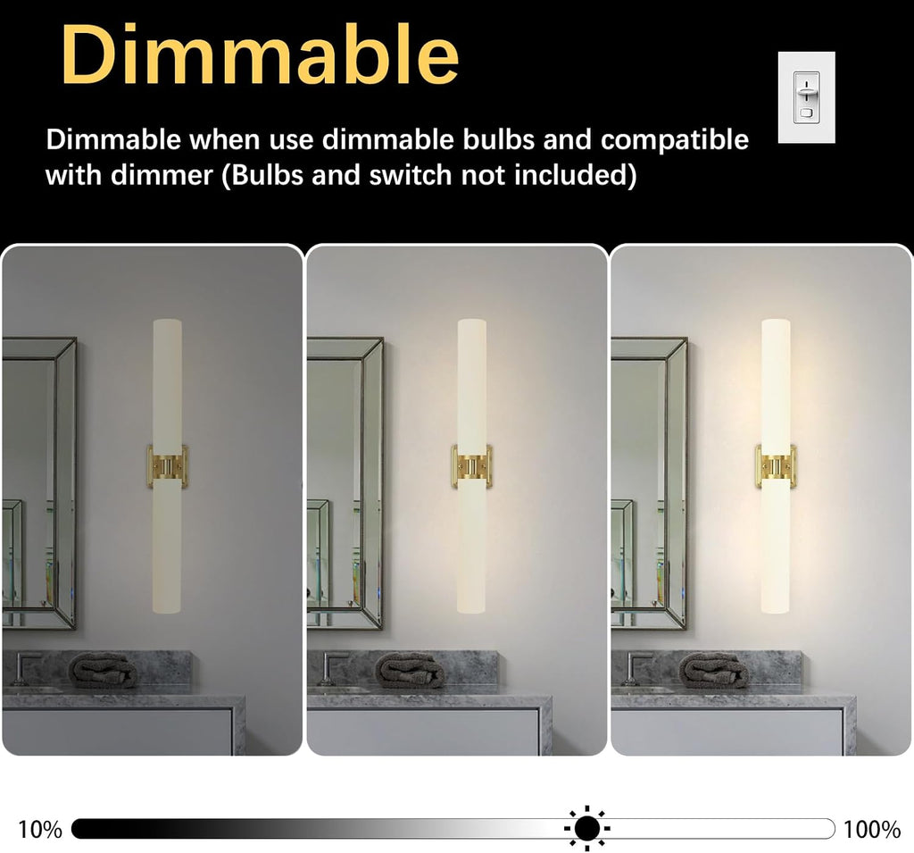 2-Pack Gold Frosted Glass Sconces