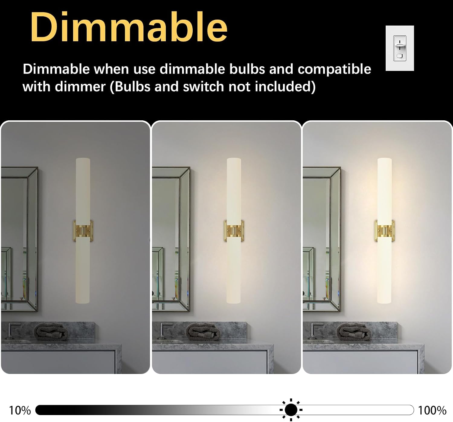 2-Pack Gold Frosted Glass Sconces
