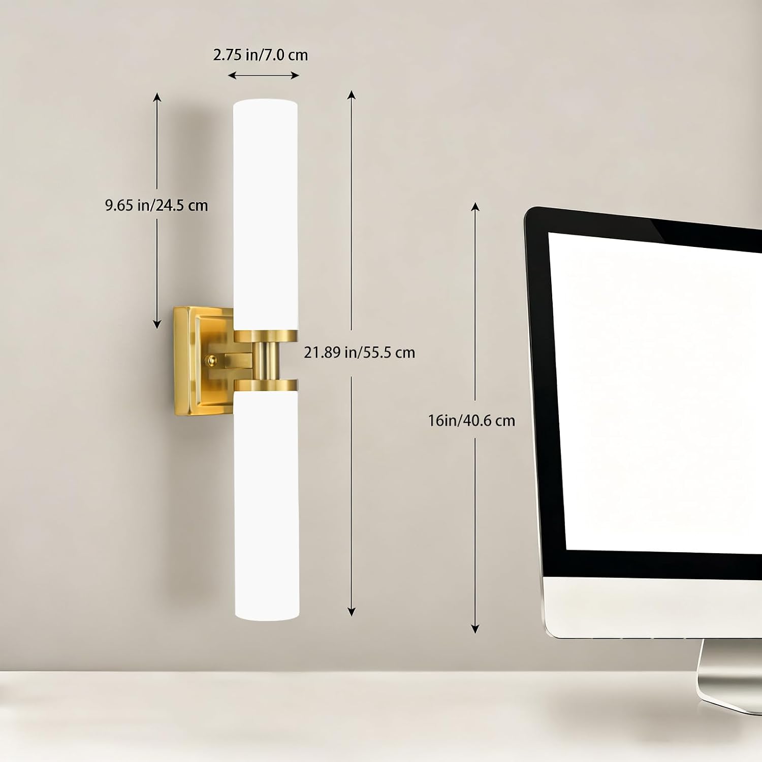 2-Pack Gold Frosted Glass Sconces