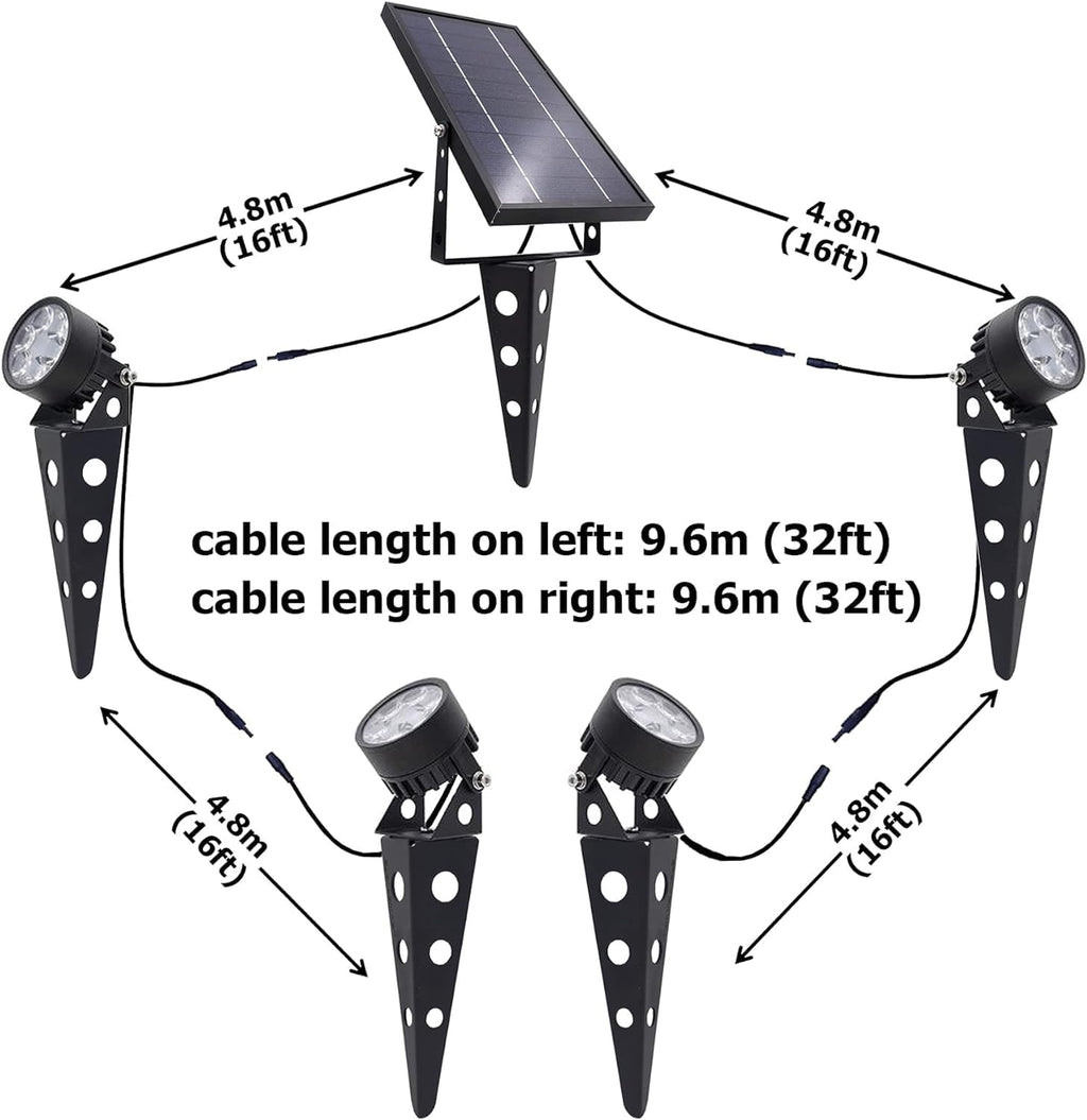 4PK Black Warm White Solar Spotlights