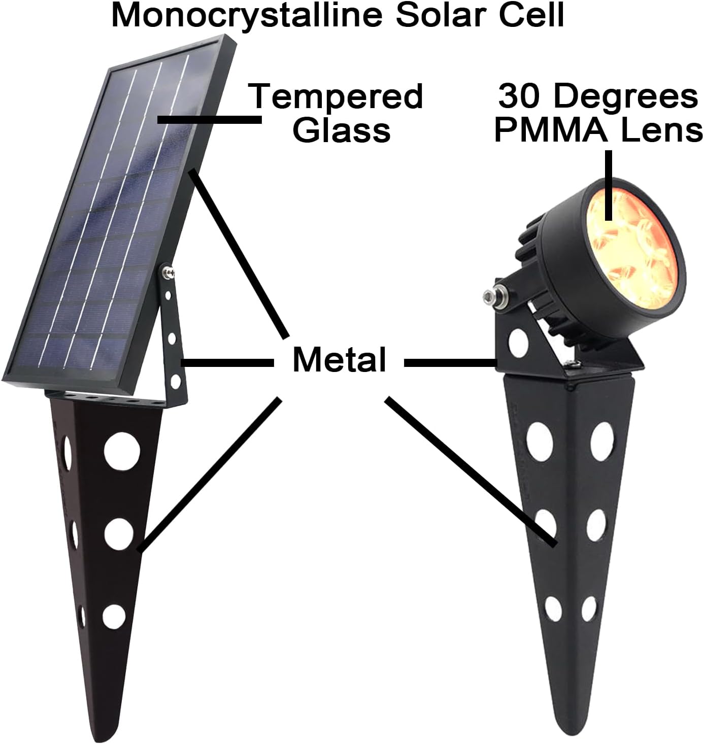 4PK Black Warm White Solar Spotlights