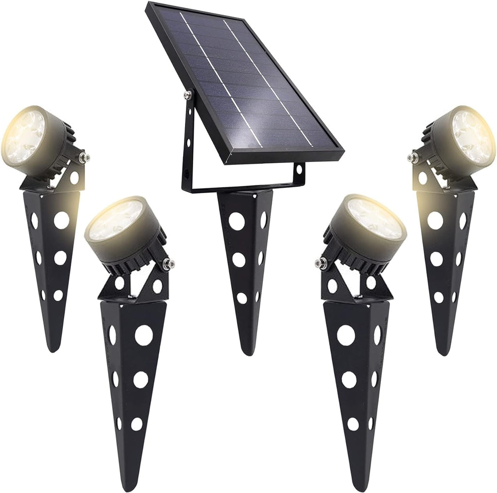 4PK Black Warm White Solar Spotlights