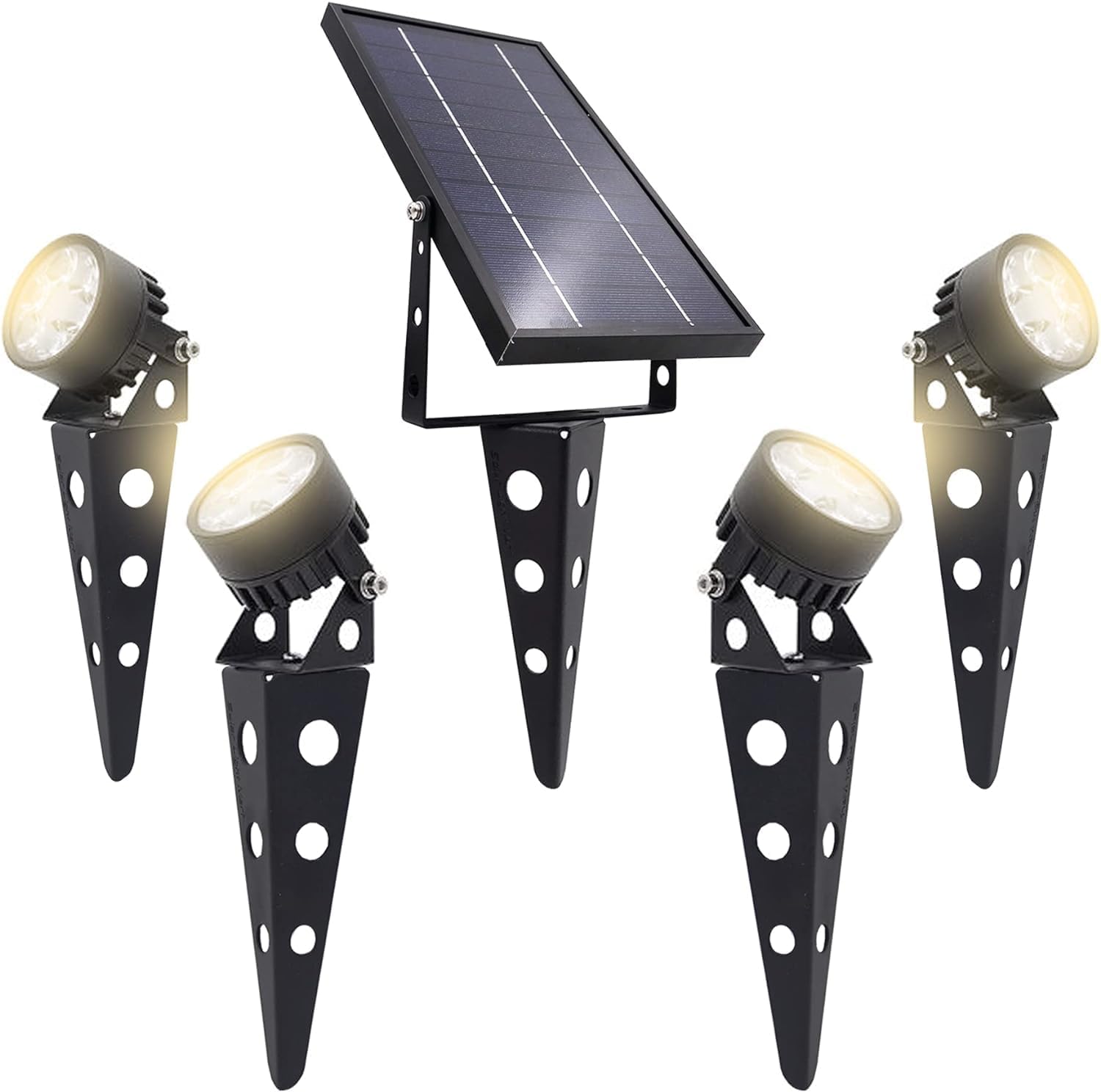 4PK Black Warm White Solar Spotlights