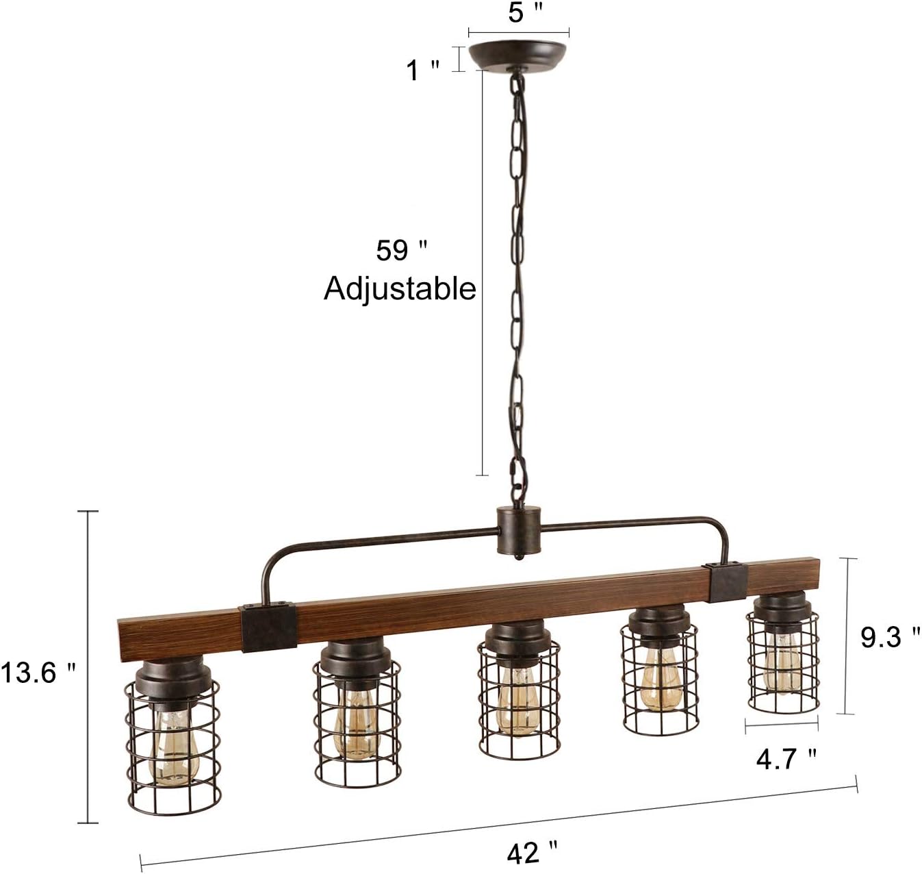 5-Light Mesh Cage Linear Chandelier