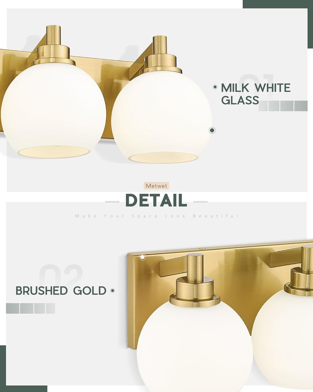 4-Light Gold Globe Vanity Light