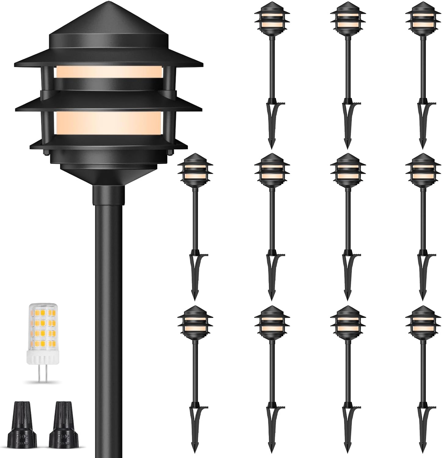 12 Pack Pagoda Low Voltage Path Lights