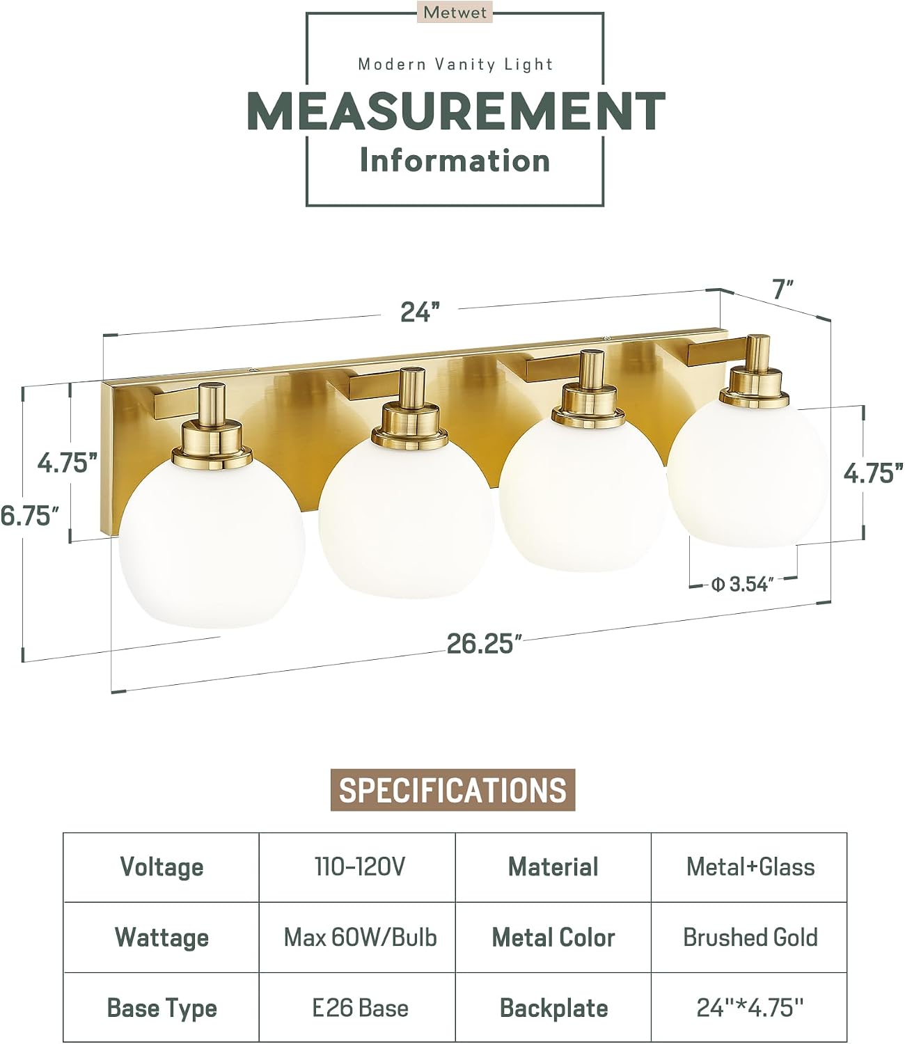 4-Light Gold Globe Vanity Light