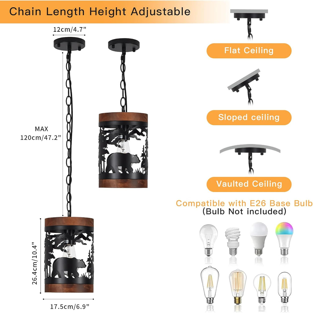 Rustic Bear Cage Pendant Light