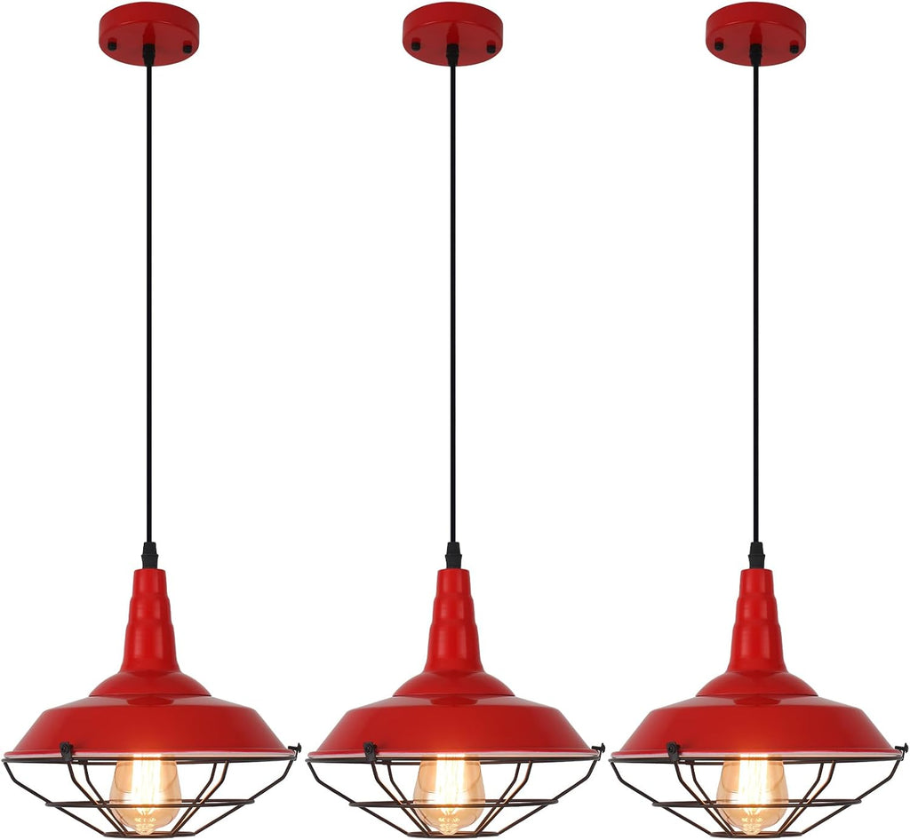 3-Pack Red Farmhouse Pendant Lights