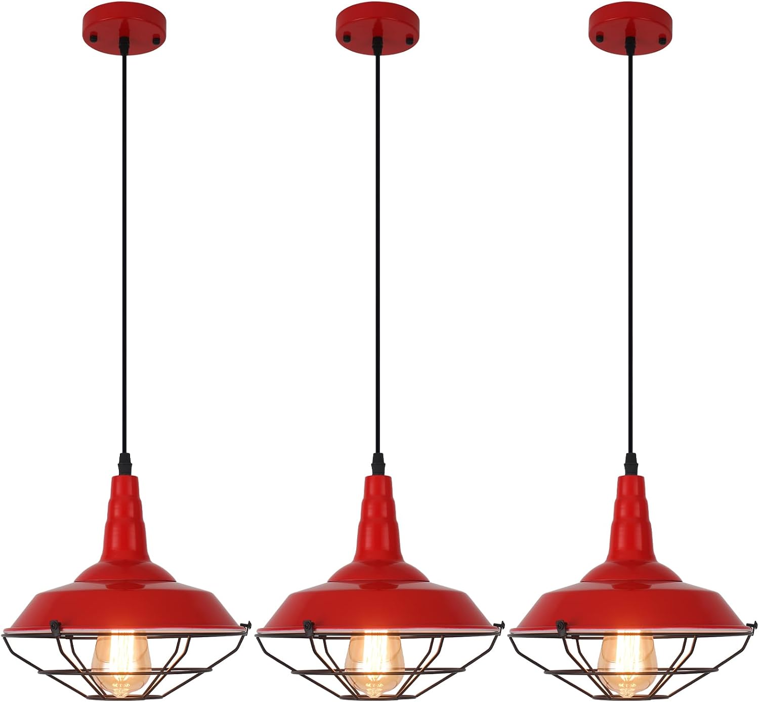 3-Pack Red Farmhouse Pendant Lights