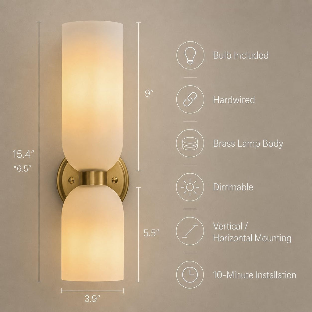 2-Pack Gold Milk Glass Sconces