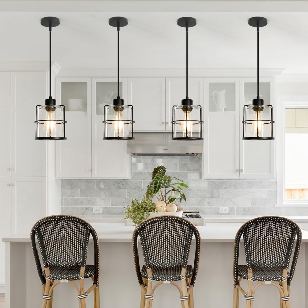 2-Pack Black Cage Pendant Lights