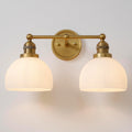 2-Light Gold Double Arm Milk Glass Sconces