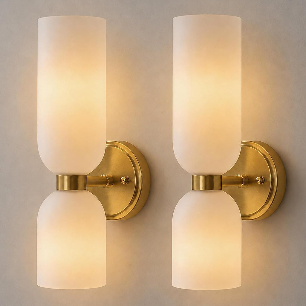 2-Pack Gold Milk Glass Sconces