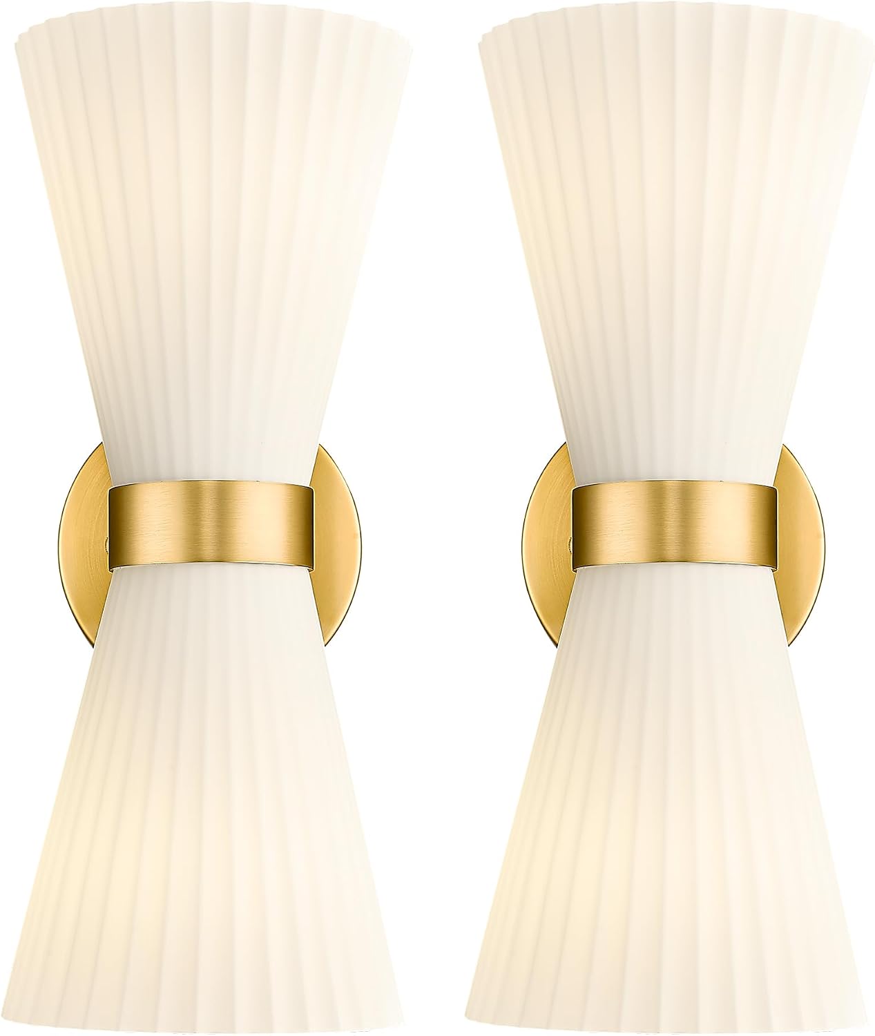2-Pack Gold Striped Glass Sconces