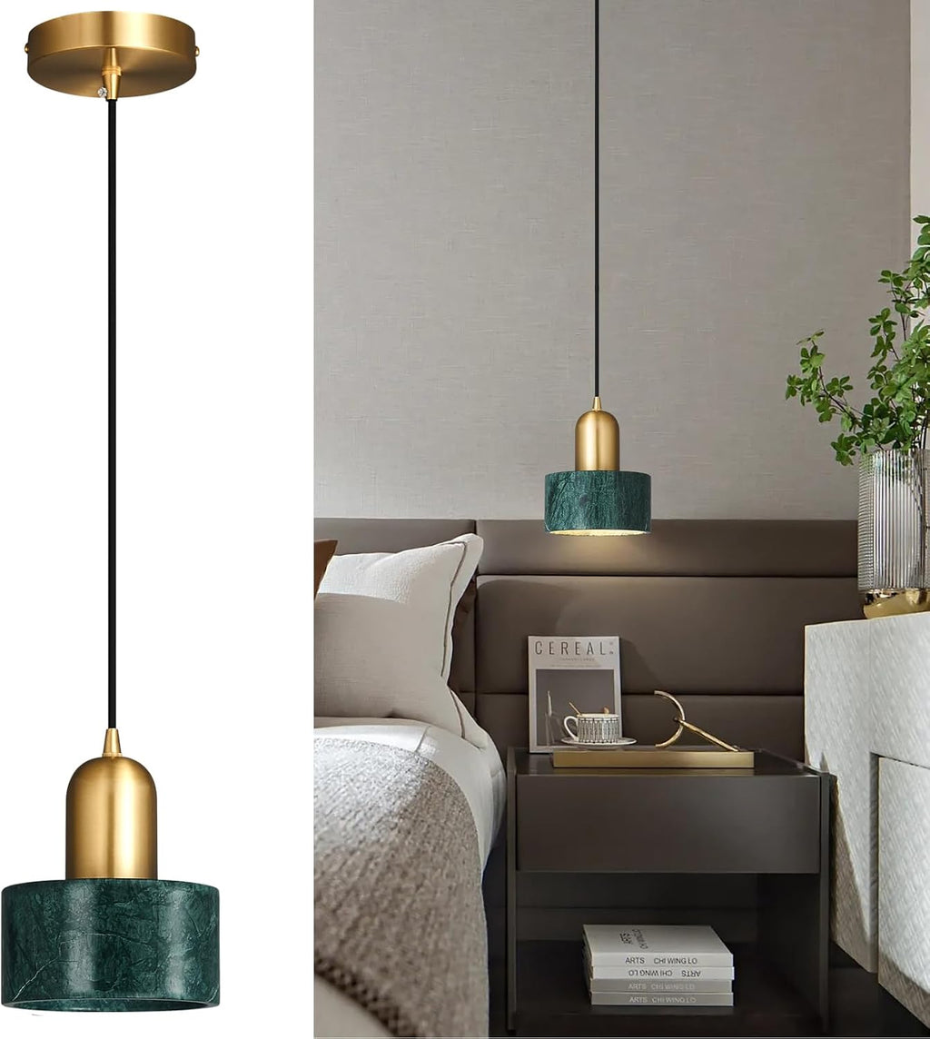 Brass Marble Cylinder Pendant Light