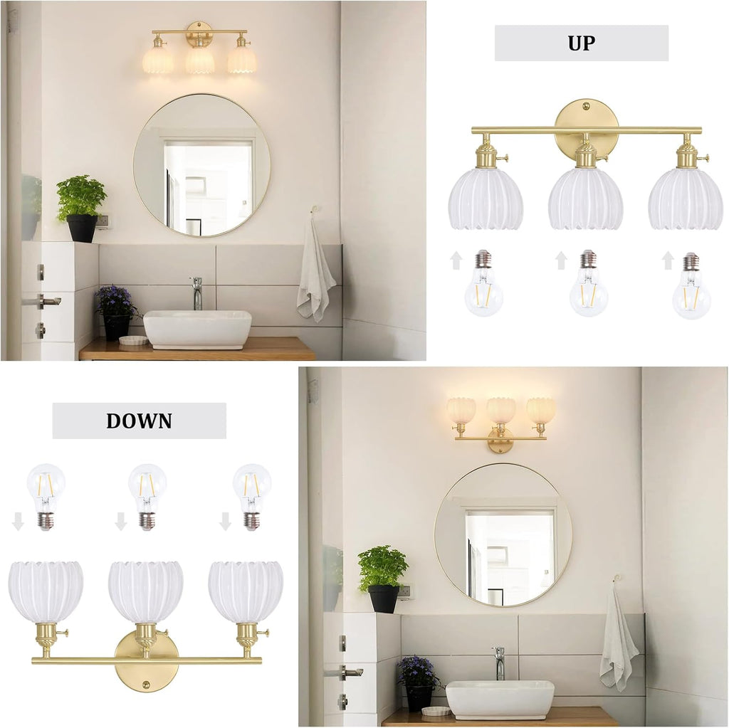 3-Light Tulip Glass Vanity Light