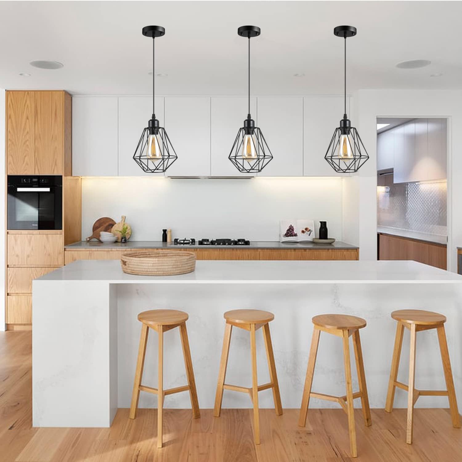 2-Pack Black Cage Pendant Lights