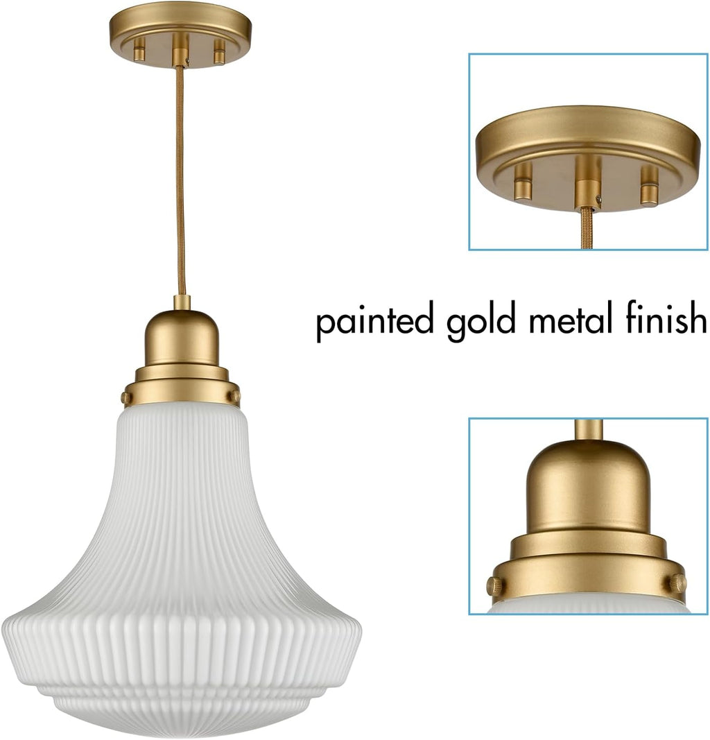 Gold Ribbed Glass Pendant Light 复制 朗读 追问