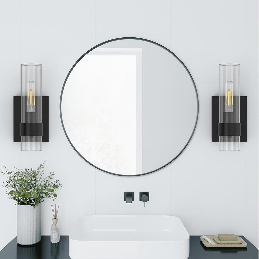 2-Pack Black Cylinder Wall Sconces