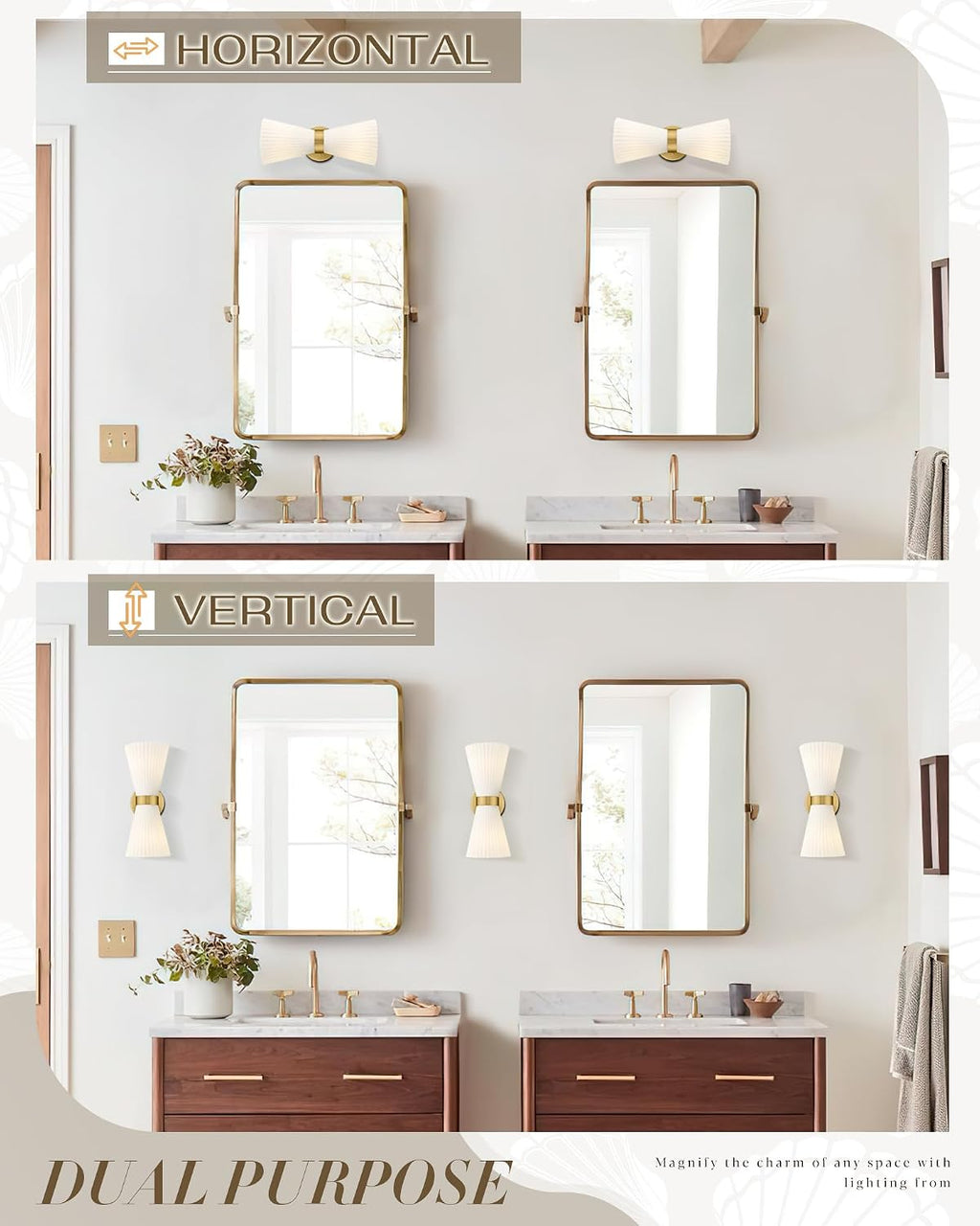 2-Pack Gold Striped Glass Sconces