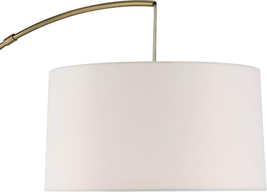 72" Brass Linen Drum Arc Floor Lamp
