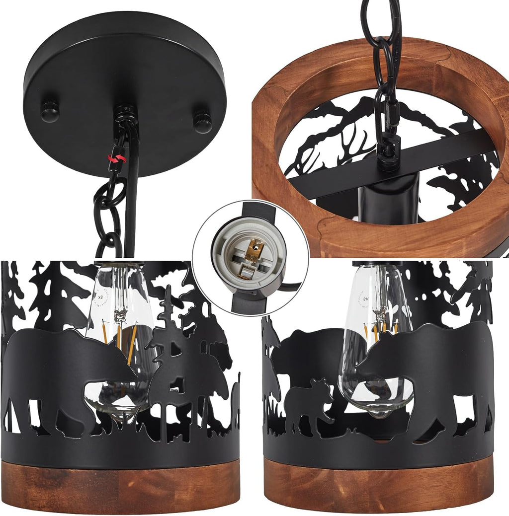 Rustic Bear Cage Pendant Light