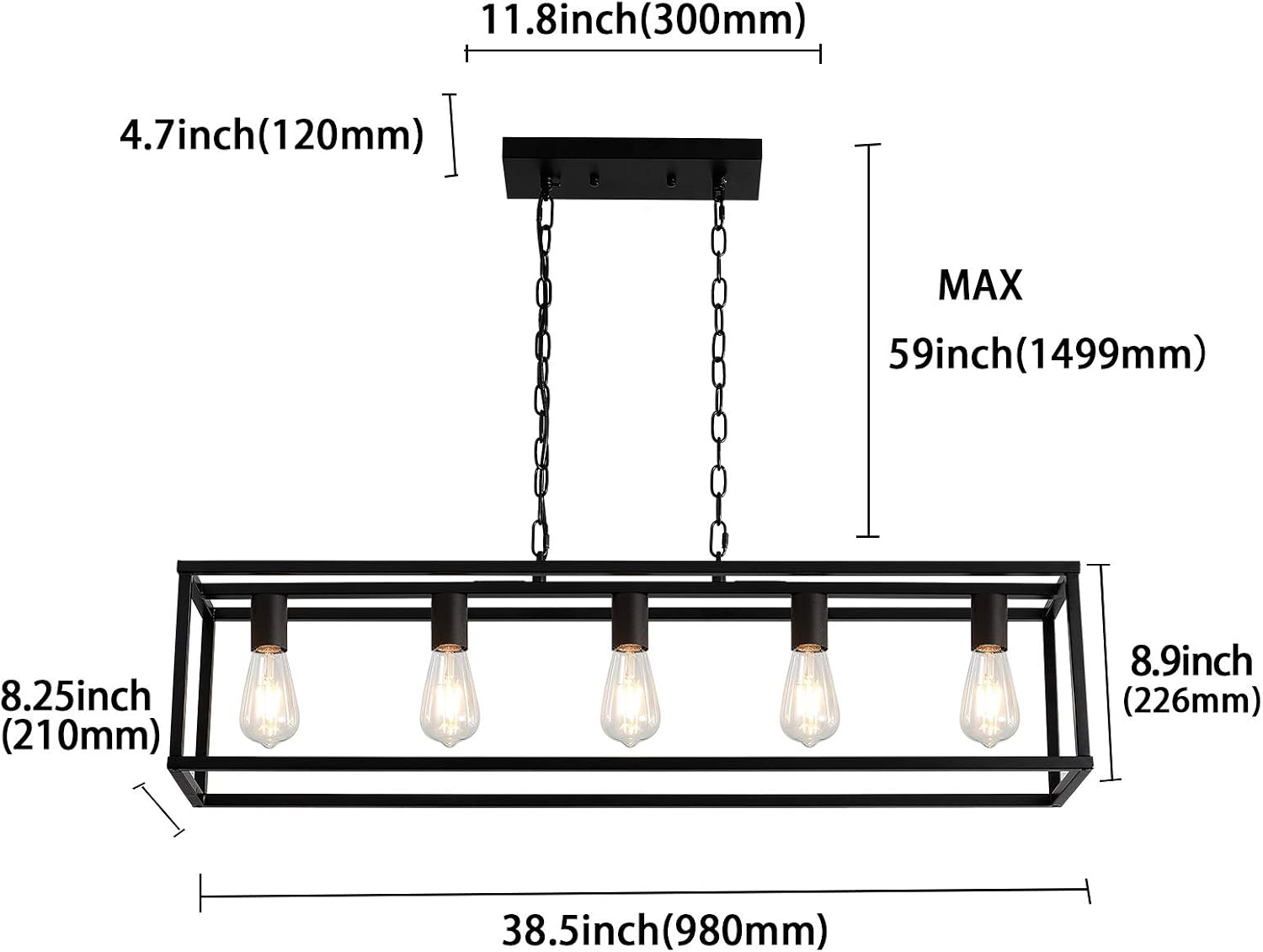 5-Light Cage Linear Pendant Light