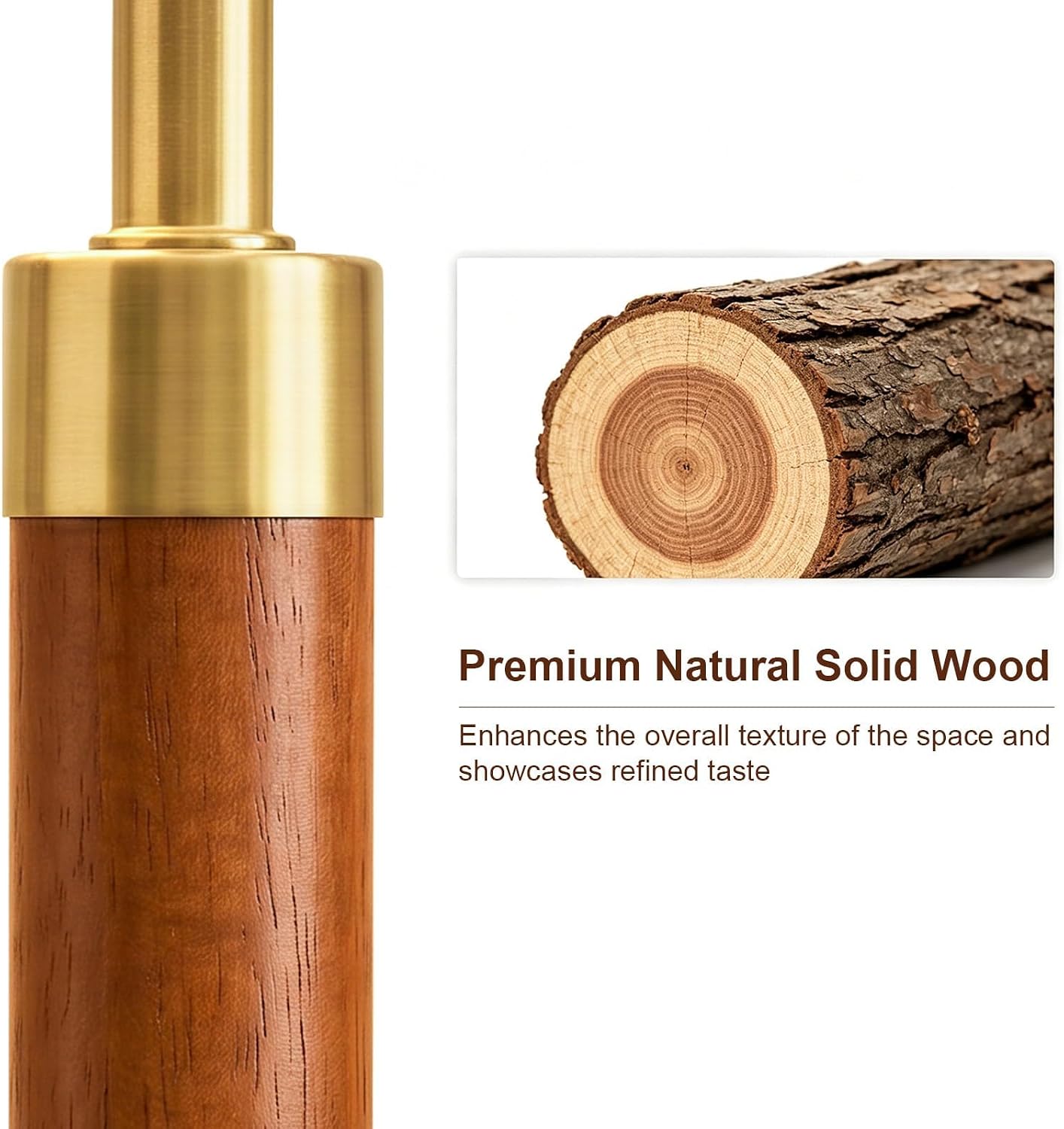 62.5" Wood Gold Arc Floor Lamp with Foot Switch