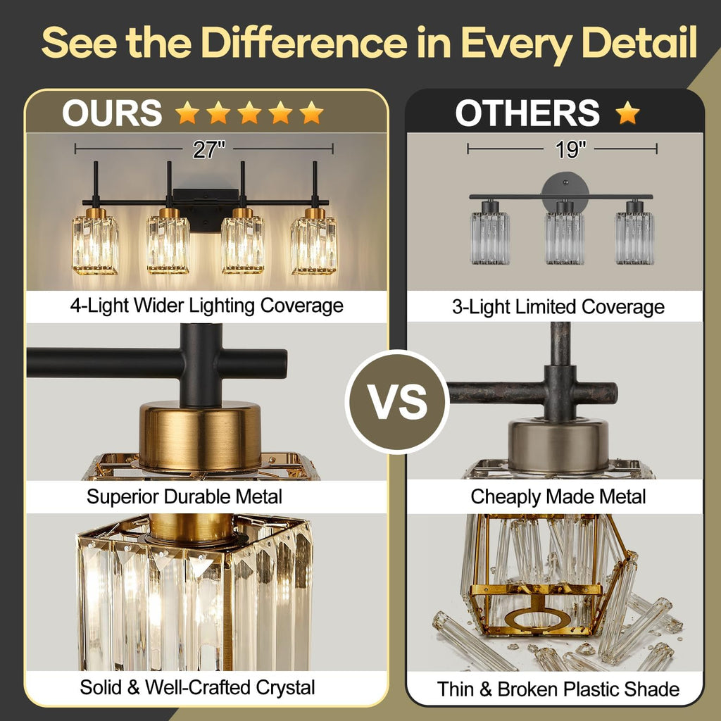 4-Light Gold Crystal Vanity Light
