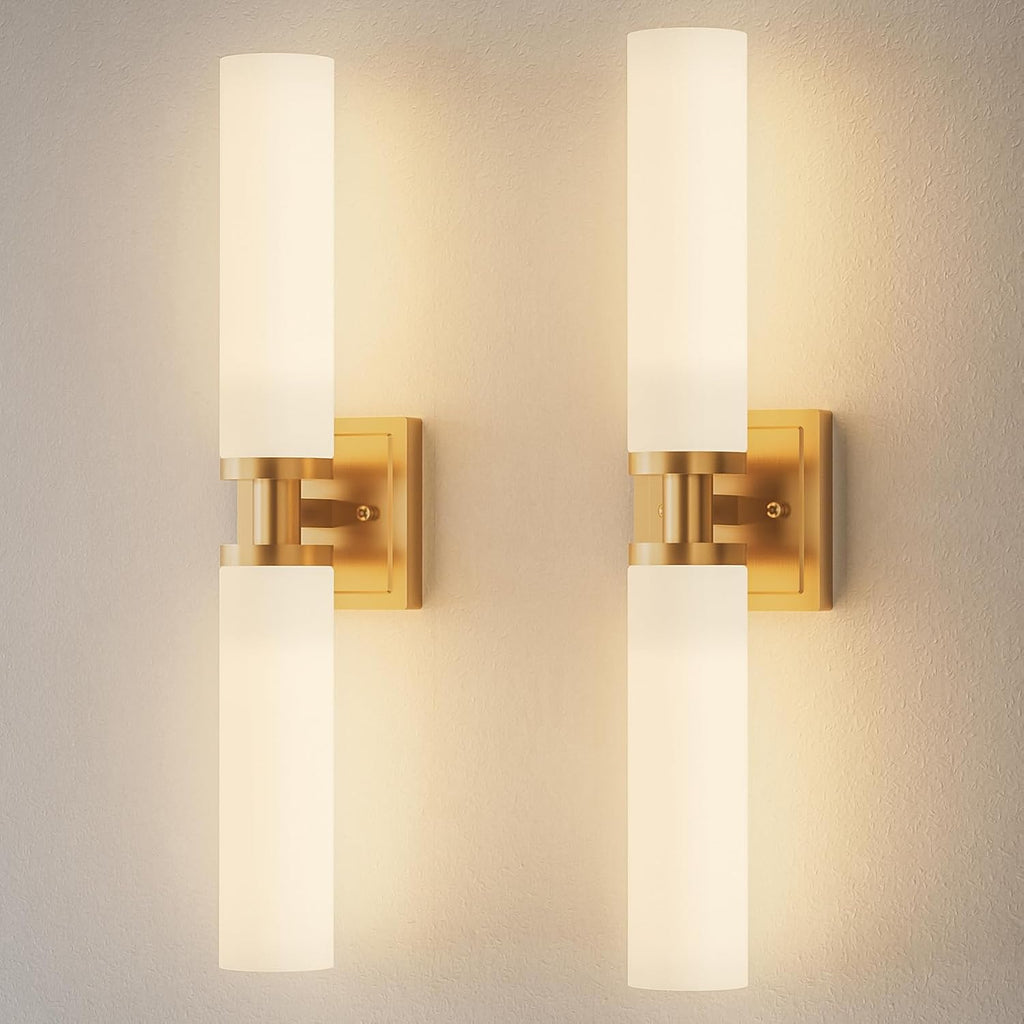 2-Pack Gold Frosted Glass Sconces