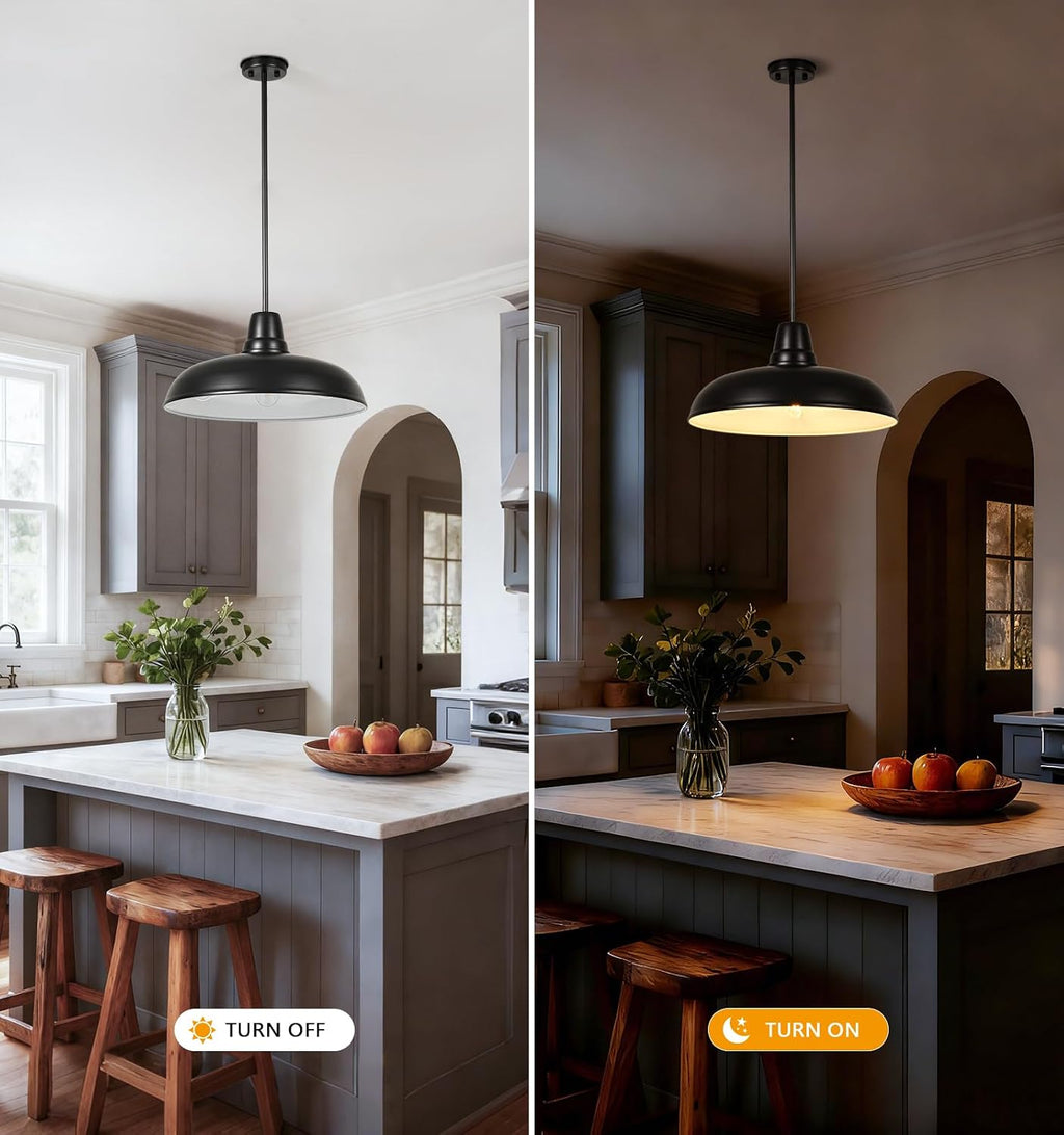 23" Black Dome Pendant Light