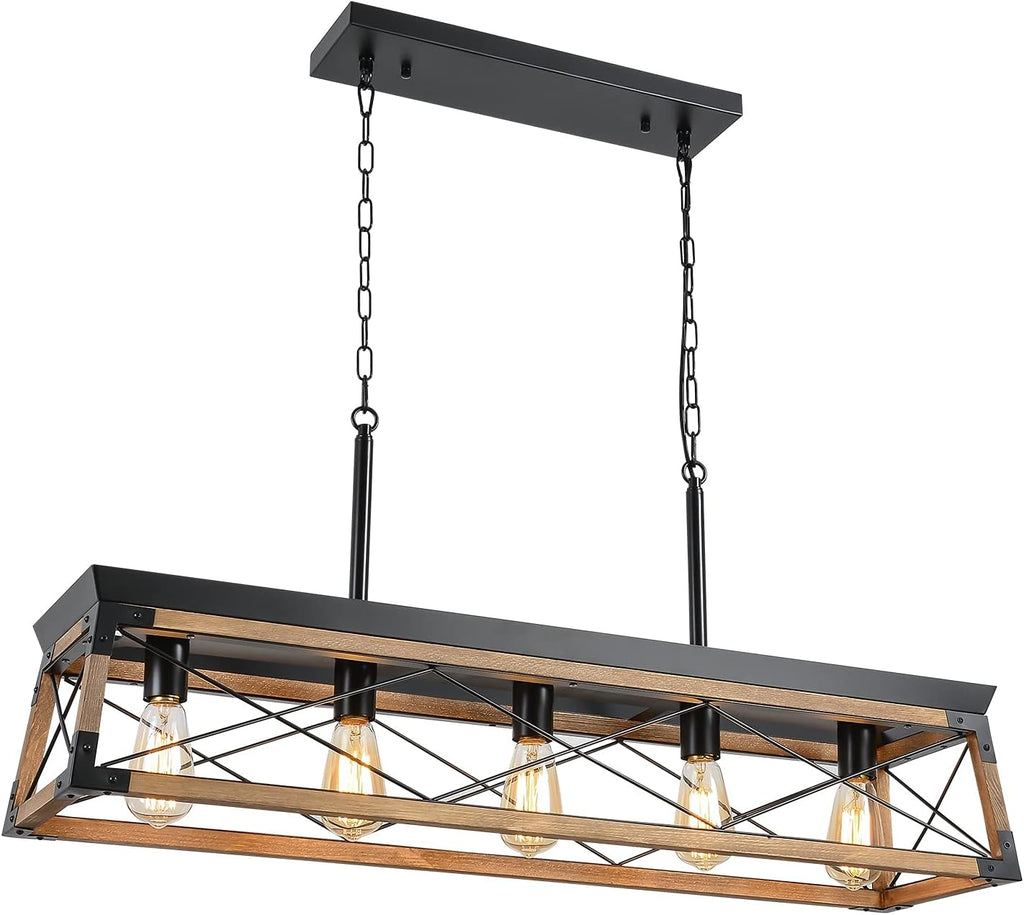 Farmhouse Linear Wood Chandelier