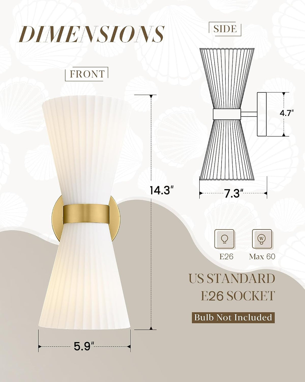 2-Pack Gold Striped Glass Sconces