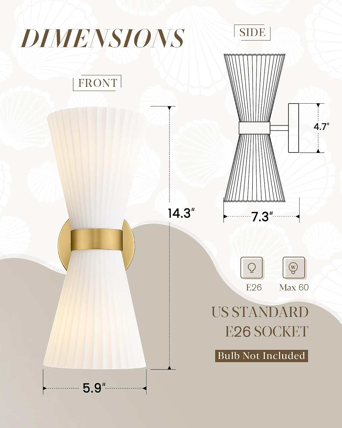 2-Pack Gold Striped Glass Sconces