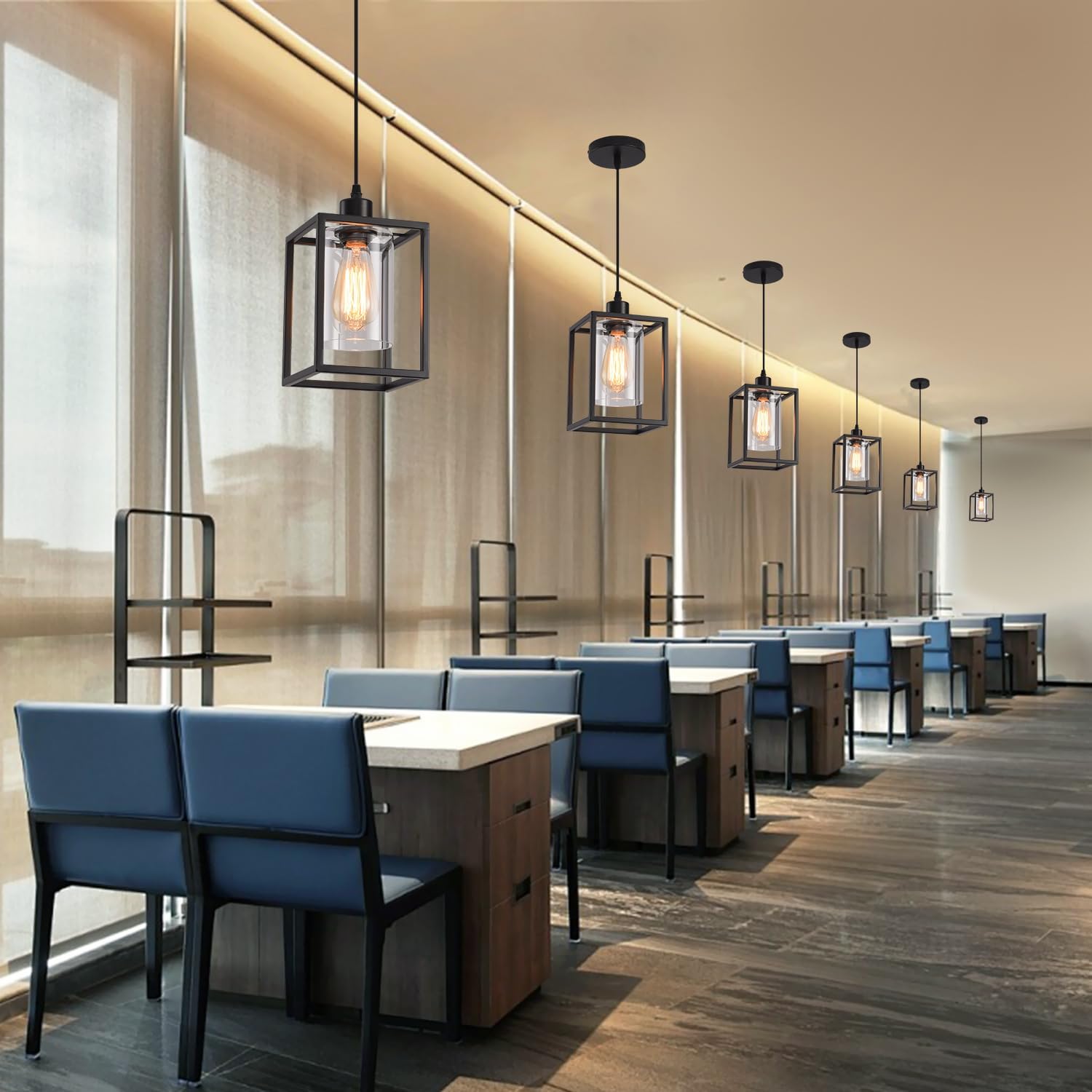 3-Pack Black Glass Pendant Lights
