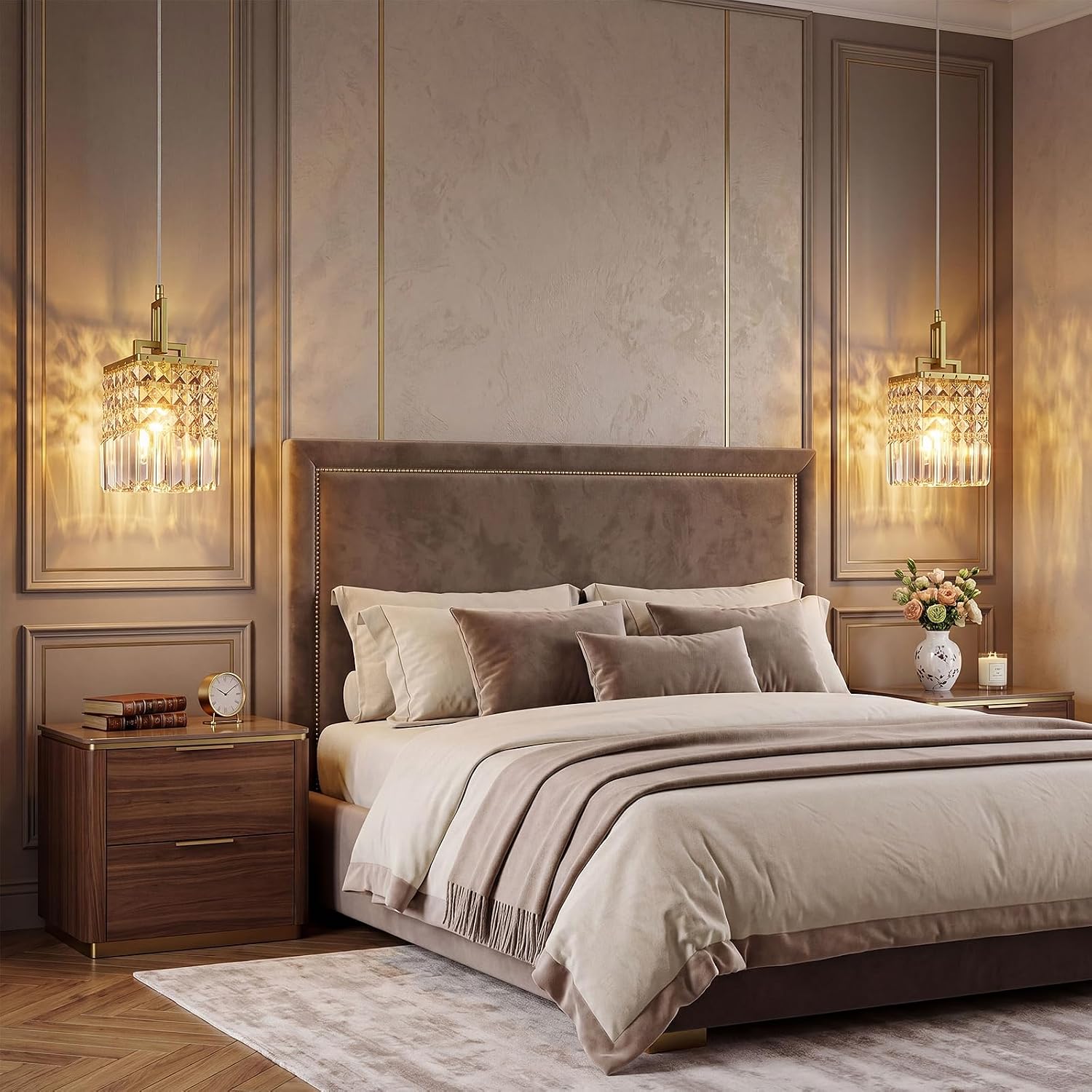 2-Pack Gold Crystal Pendant Lights