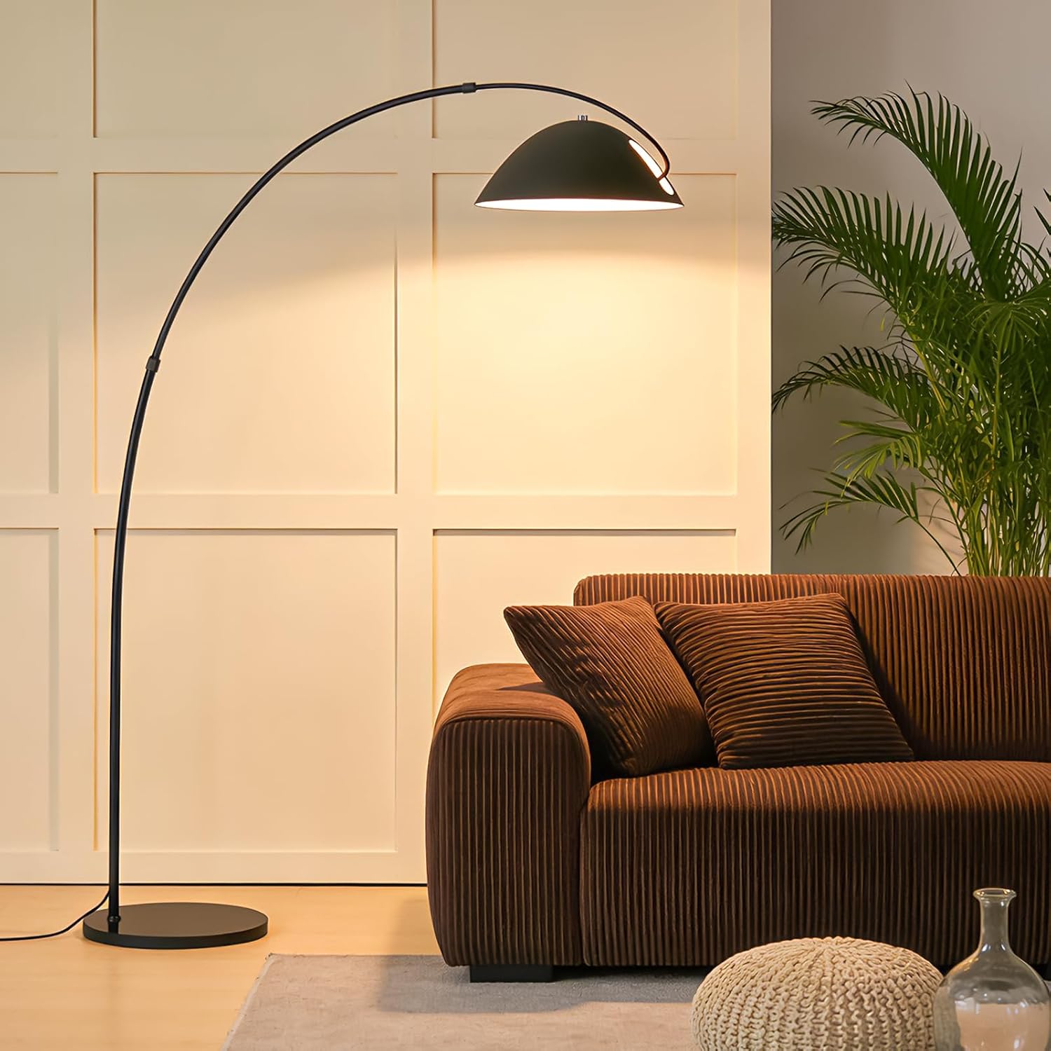 72" Black Dimmable LED Arc Floor Lamp with Remote