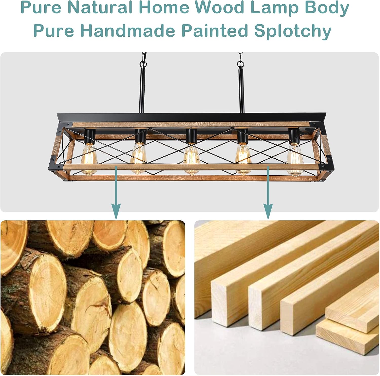 Farmhouse Linear Wood Chandelier