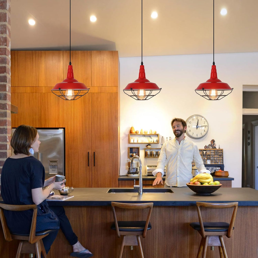 3-Pack Red Farmhouse Pendant Lights